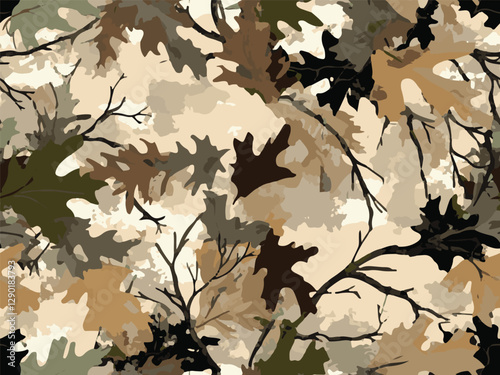Hunting camouflage with tree for hunting and military. Hunting camouflage seamless pattern design. Vector hunting camo background