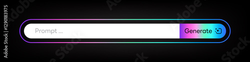 Prompt Generate AI Bar, Artificial Intelligence colorful Gradient badge ,Generate text Typography and Magic star icon Ai logo. for website or application image generator