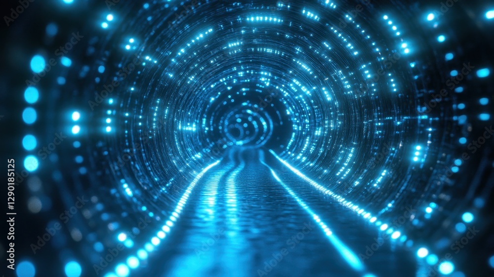 Fototapeta premium Brain sound waves emitting in spiral pattern digital tunnel abstract visualization futuristic environment dynamic view