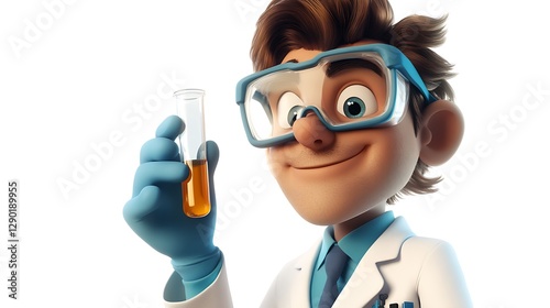 Exciting science experiment with animated scientist in laboratory environment
