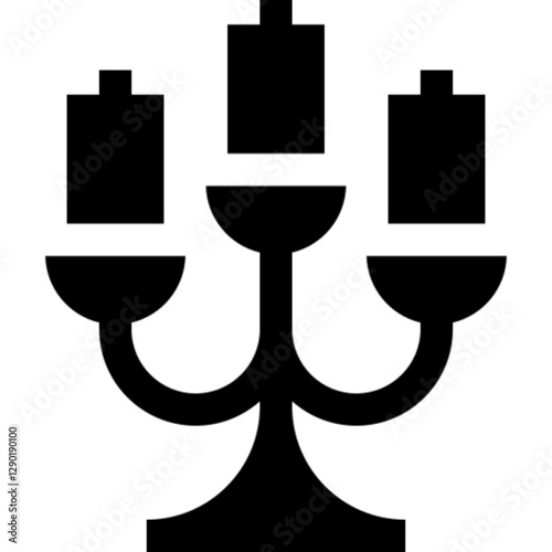 Flat vector icon of a candelabra, a classic multi-armed candle holder often used for decoration, ceremonies, and formal events. Symbolizes elegance, tradition, and vintage decor. Ideal for use in wedd