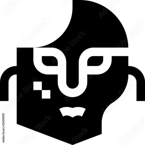 Flat vector icon of a carnival mask featuring a playful and decorative design, representing celebration, disguise, and theatrical charm. Perfect for Mardi Gras, masquerade balls, costume events, festi