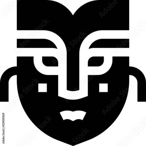 Flat vector icon of a carnival mask featuring an elegant and theatrical style, symbolizing celebration, disguise, and cultural tradition. Great for Mardi Gras, masquerade balls, costume parties, and f