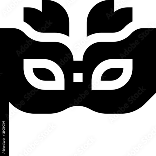 Flat vector icon of an ornate carnival mask with a playful and festive design. Symbolizes disguise, performance, and celebration—perfect for Mardi Gras, masquerade balls, cultural festivals, and costu
