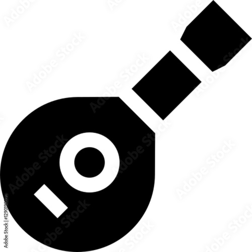Flat vector icon of a lute, a traditional stringed musical instrument with a rounded body and fretted neck. Often associated with medieval, renaissance, and classical music. Ideal for themes involving