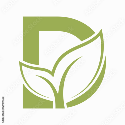 Initial Letter D Leaf Logo Concept For Eco Friendly and Organic Symbol Vector Template