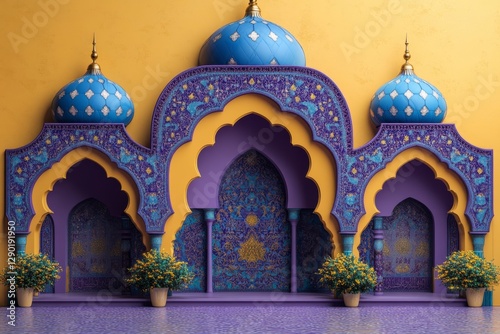 Blue Domes And Vibrant Arches In Islamic Architecture