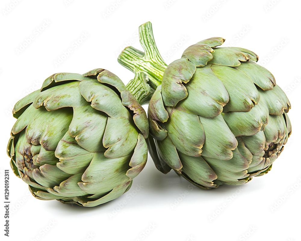 Obraz premium Fresh artichoke heads on white background (1)
