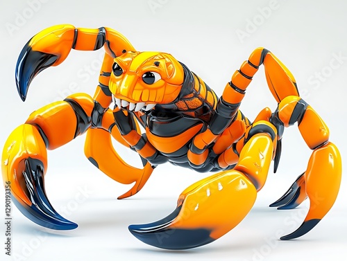 Dynamic robot crab action in studio digital art vibrant environment