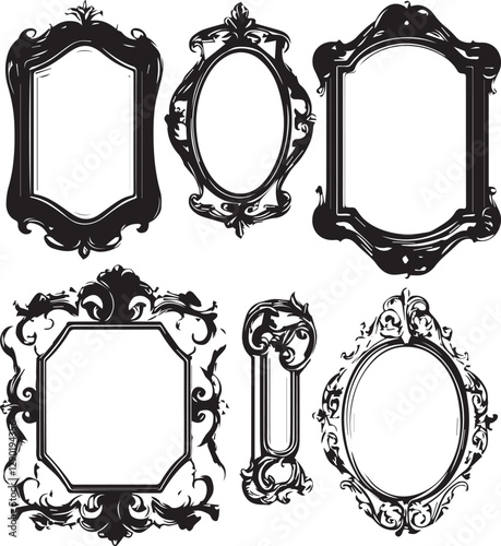 Set of vintage frames black and white