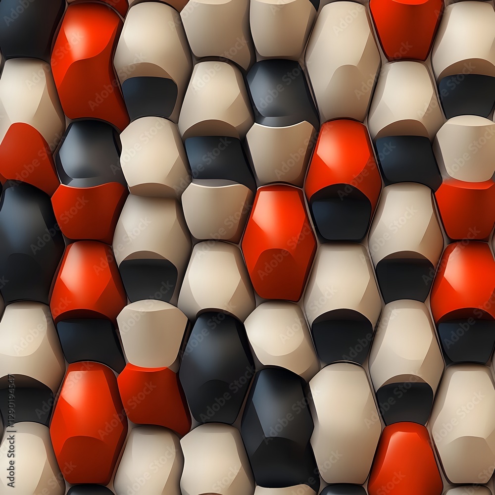 Obraz premium Complementary Palette 3D Rendered Graphic Pattern with Bold Textured Hexagonal Mosaic Design