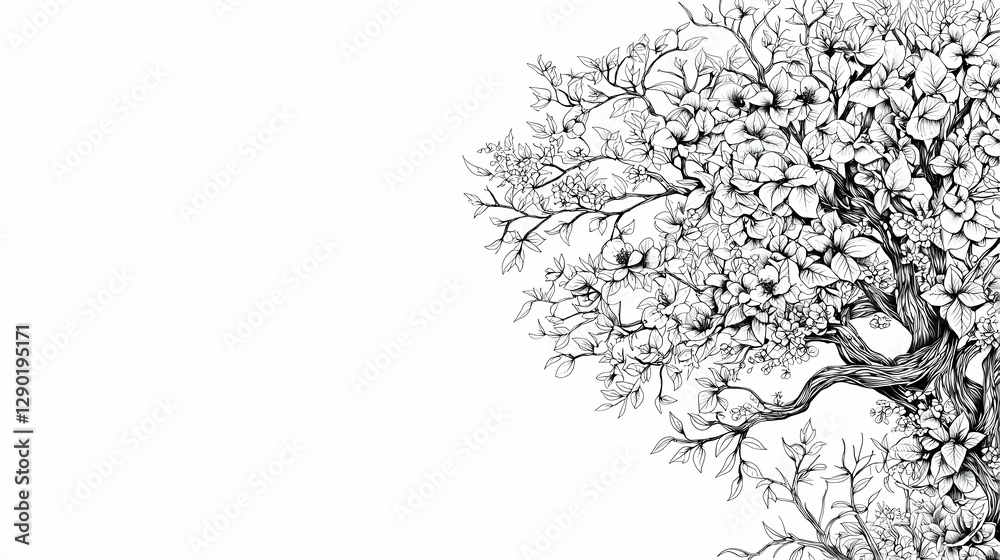 Fototapeta premium Abstract Black And White Tree Branches Illustration