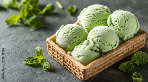 green ice cream in a square cone 