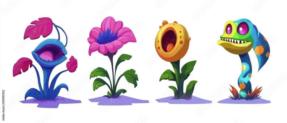Obraz premium Pixel Art Plants Collection