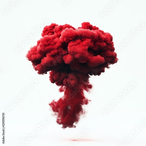 Red Ink Explosion Isolated on White Background photo