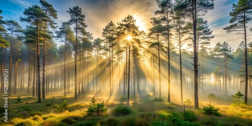 sunset in the forest