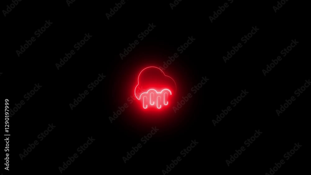 Glowing Neon Rain Icon, Weather and Nature Symbol, 4k Video Motion Graphic Animation on Black Background Glowing Neon Rain Icon, Weather and Nature Symbol, 4k Video Motion Graphic Animation on Black Background