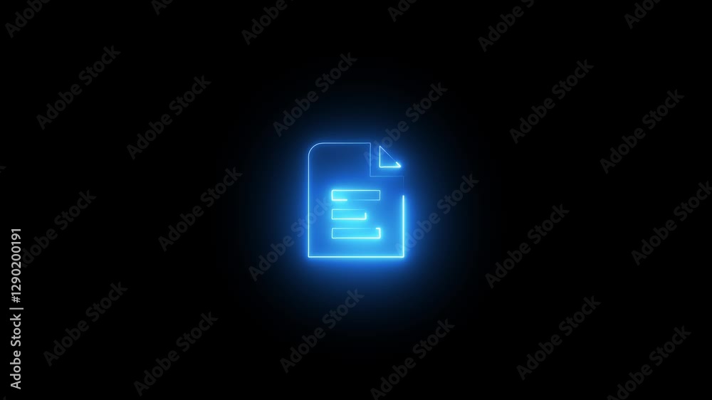 Neon file documents uploading icon 4k animation . Glowing blue neon document sign. Neon file documents uploading icon 4k animation . Glowing blue neon document sign.