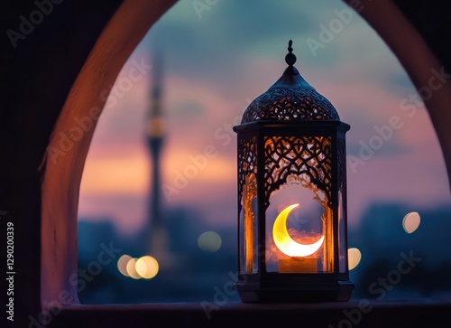 Ramadan lantern sunset mosque