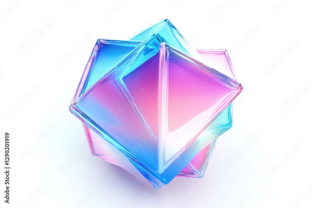 A vibrant geometric abstract shape in shades of blue and pink A vibrant geometric abstract shape in shades of blue and pink