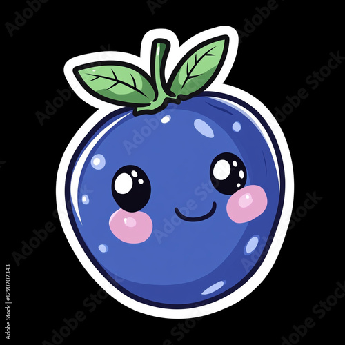 Wallpaper Mural Bouncing Blueberry Character with a Joyful Smiling Face in Anime Style Perfect for Fun Illustrations and Whimsical Designs Featuring a Playful Fruit Theme Torontodigital.ca