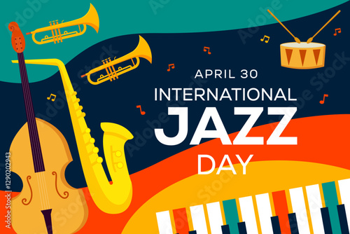 international jazz day background illustration in flat design