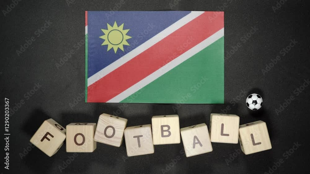 Namibia flag with football title. football concept