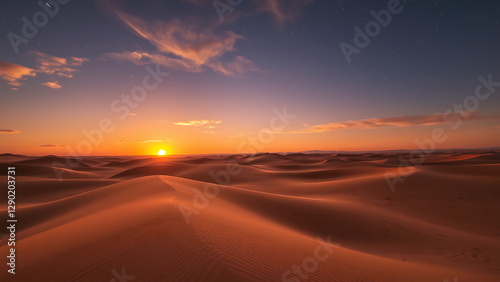 sunset over the desert