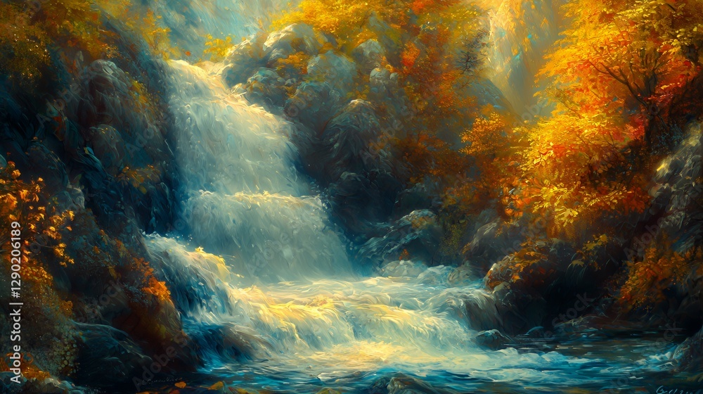 Fototapeta premium Lush Green Tropical Jungle with Sunlight Path