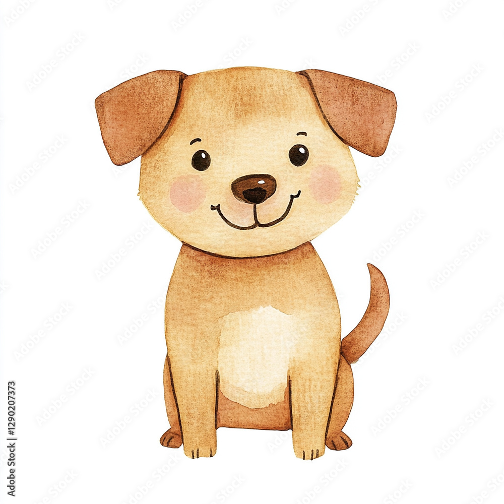 Cute Smiling Brown Dog in Minimal Isolated Watercolor Style Perfect for Pet Lovers Art Enthusiasts and Home Decor Capturing the Joy and Playfulness of a Beloved Canine Companion Cute Smiling Brown Dog in Minimal Isolated Watercolor Style Perfect for Pet Lovers Art Enthusiasts and Home Decor Capturing the Joy and Playfulness of a Beloved Canine Companion