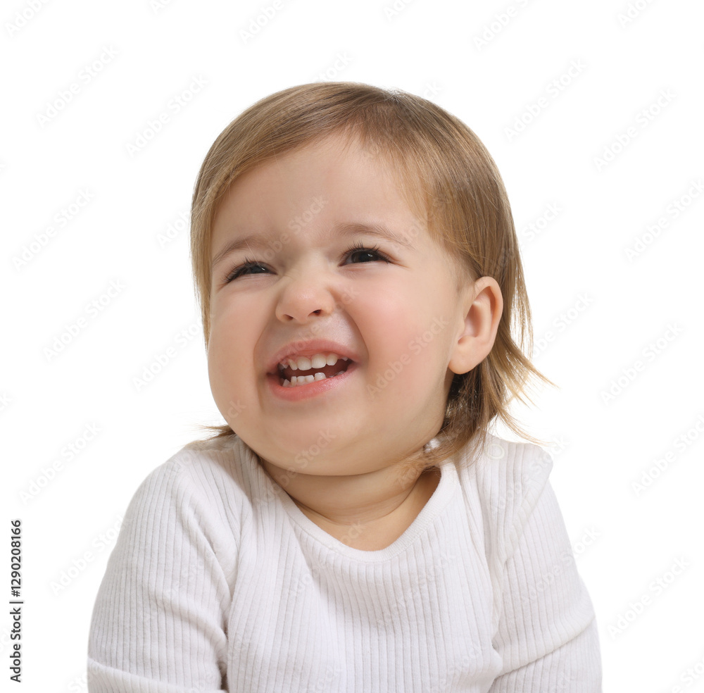Cute funny baby girl on white background Cute funny baby girl on white background