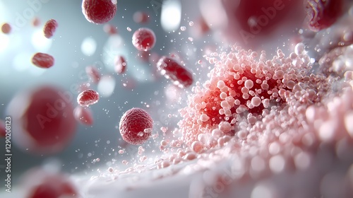 Microscopic view of regenerative skin cell therapy, showcasing the innovative medical technology and scientific advancements in the field of tissue growth and healing.