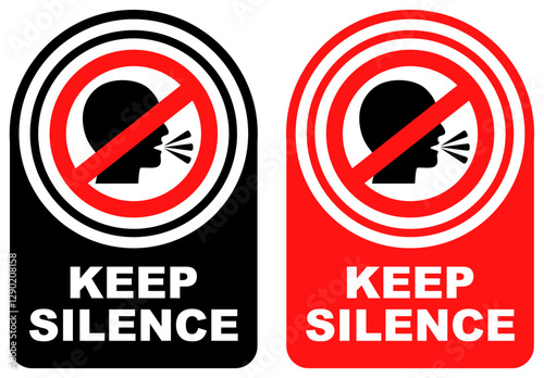 Set vector keep silence sign symbol labels sticker design illustration