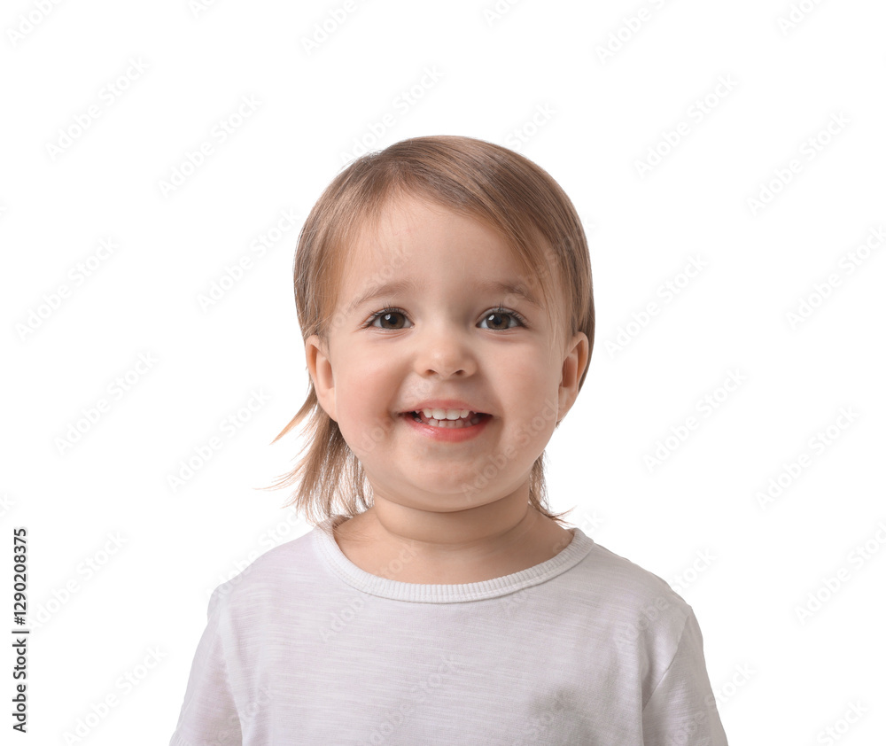 Cute little baby girl on white background Cute little baby girl on white background