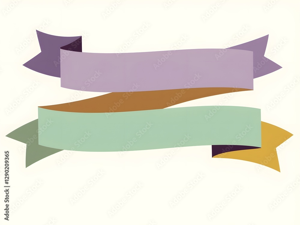 A stylized illustration of a multicolored ribbon banner, featuring shades of purple, green, and yellow, curved and layered for a decorative effect A stylized illustration of a multicolored ribbon banner, featuring shades of purple, green, and yellow, curved and layered for a decorative effect