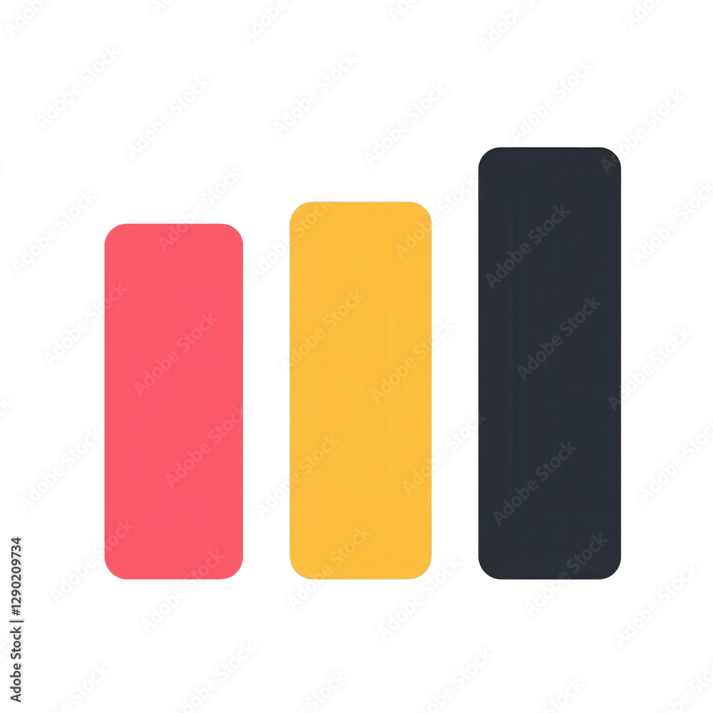 Three color bars standing near each other over a isolated on white or transparent png Three color bars standing near each other over a isolated on white or transparent png