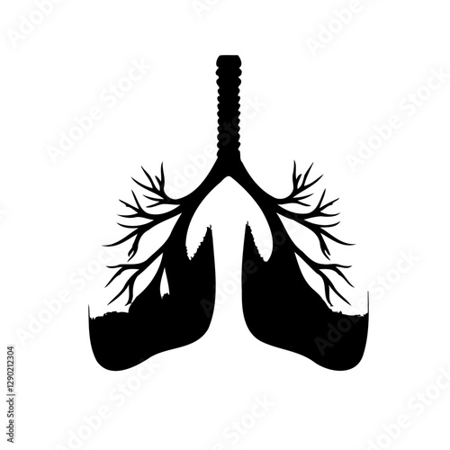 Human Lungs Silhouette Illustration Design