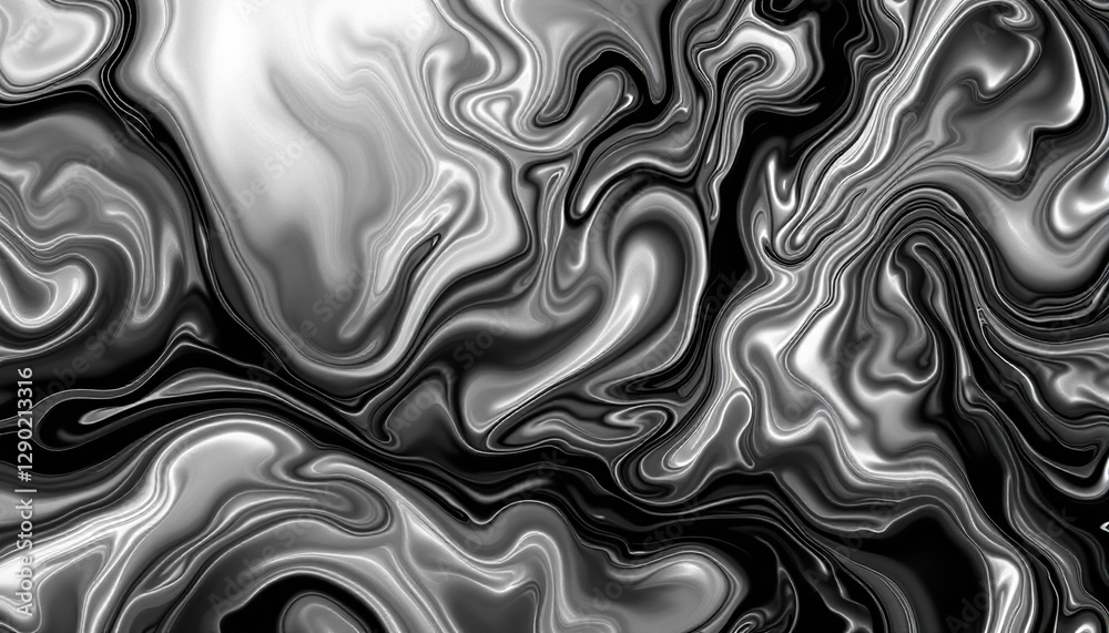 Fototapeta premium Abstract Black and White Liquid Marble Texture
