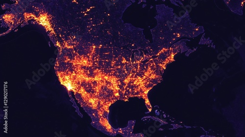 North America at Night A Satellite View of Urban Development and Population Density
