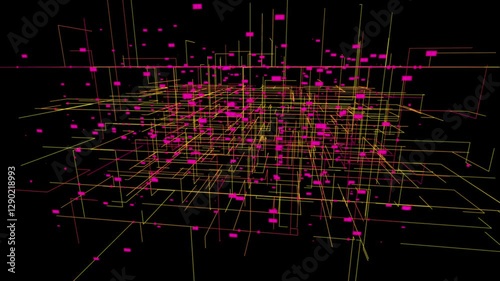 Big data visualization. HUD grid corners motion background. Analysis of information Ai tech data. Visual data infographics design. Science and technology. Available in 4K FullHD video render footage