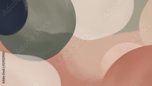 Abstract art with overlapping circles in muted tones of beige, rose, and olive green. for background, wallpaper of banner
