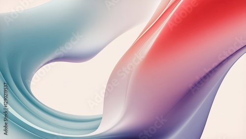 Abstract 3D Render of Flowing Pastel Colors background with flowing shapes in a palette of pastel colors, including red, blue, and pink
