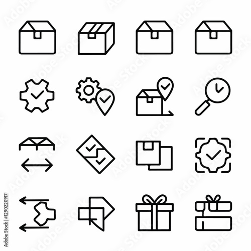 Minimalist Package and Shipping Line Icons Set