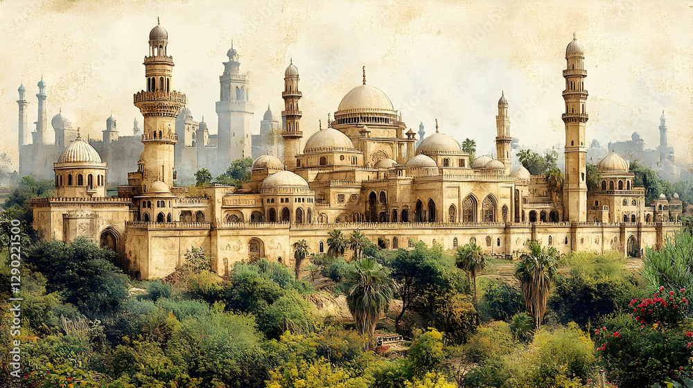 Obraz premium Ancient Mosque Complex, Indian Landscape