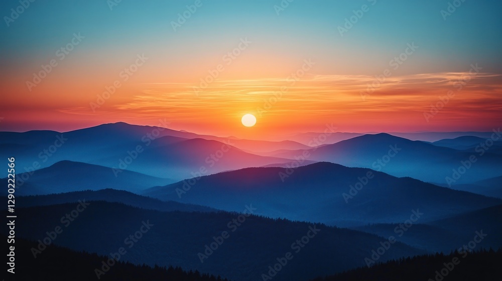 Obraz premium Mountain Sunset Sunrise View