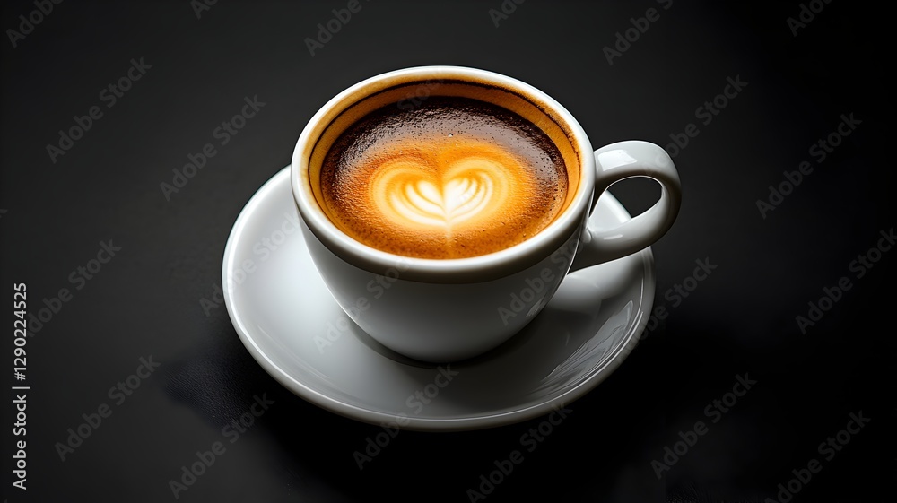 Naklejka premium Classic cup of freshly brewed coffee ready to enjoy on a dark table surface