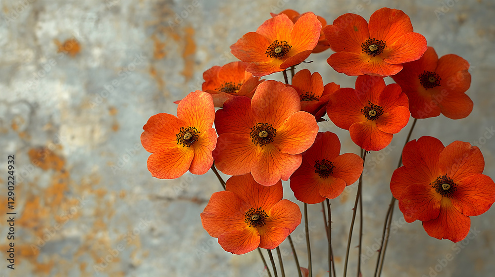 Obraz premium Orange Blossoms Clustered Against Textured Background