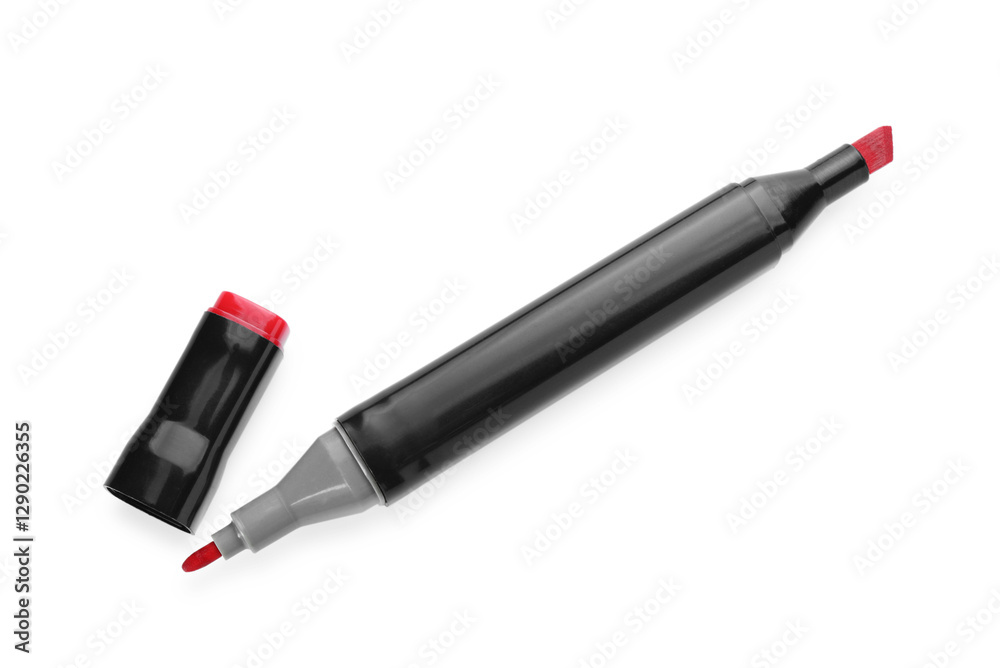 One double sided marker isolated on white, top view One double sided marker isolated on white, top view