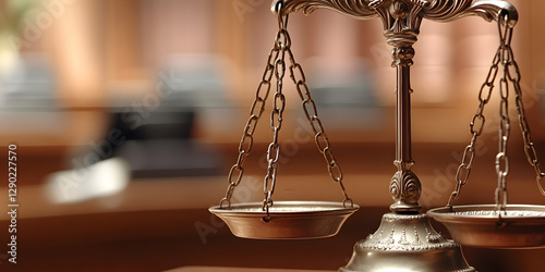 Scales of Justice with ample blank space on the side for legal text or design photo