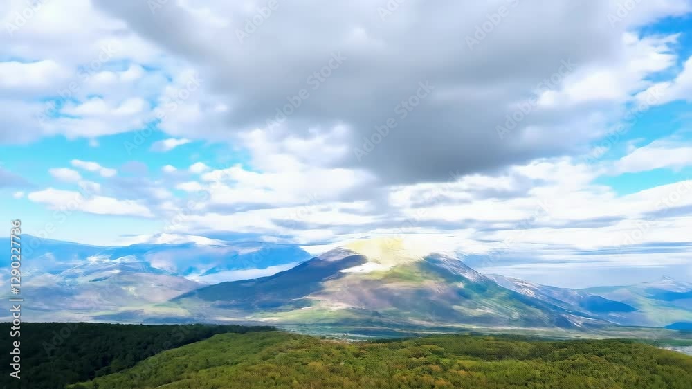 A panoramic view showcases the stunning beauty of rolling hills and majestic mountains under a bright blue sky. Lush greenery fills the valleys, creating a serene atmosphere. A panoramic view showcases the stunning beauty of rolling hills and majestic mountains under a bright blue sky. Lush greenery fills the valleys, creating a serene atmosphere.